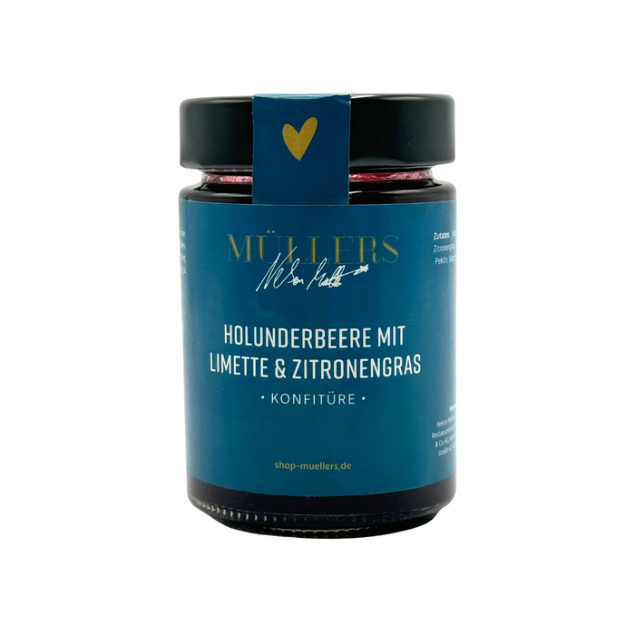 Müllers Konfitüre Holunderbeere, Zitronengras & Limette 180g