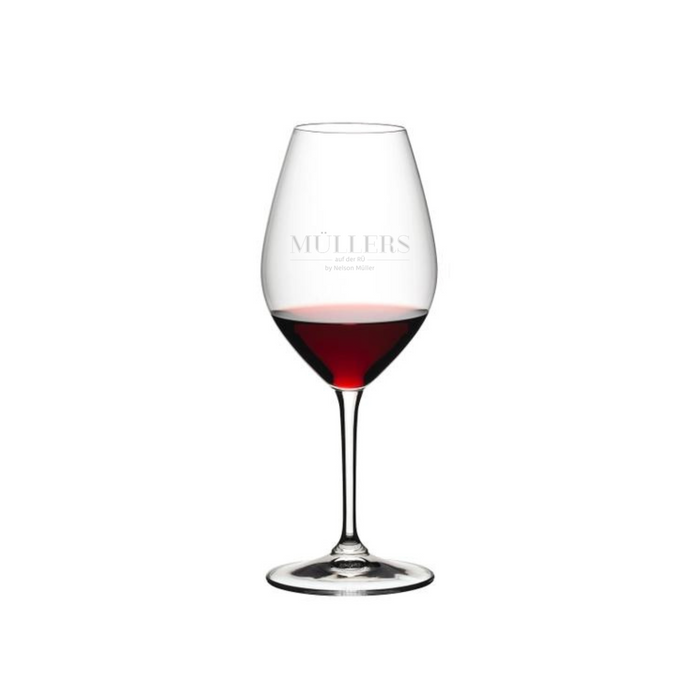 Riedel Weinglas mit Müllers auf der Rü by Nelson Müller Logo
